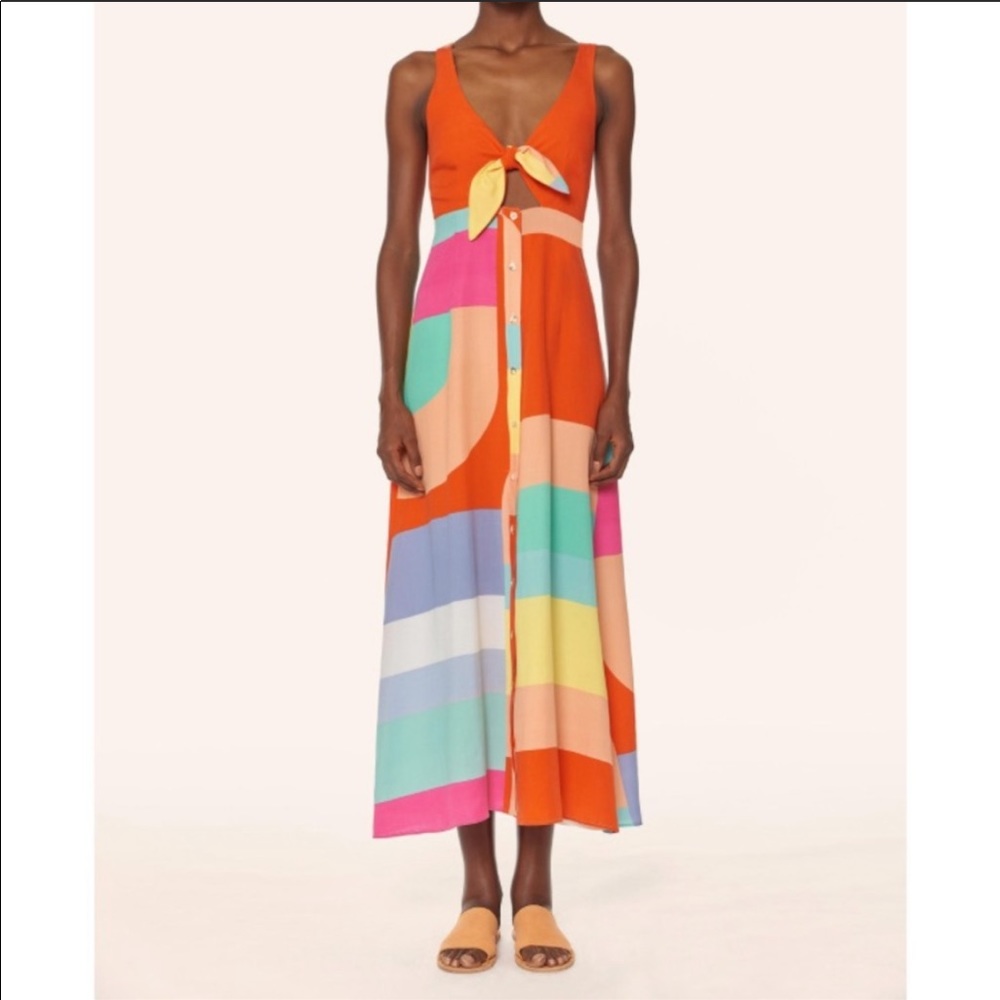 Mara Hoffman Tie front button up midi dress BNWT